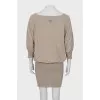 Gray mini dress with 3/4 sleeves