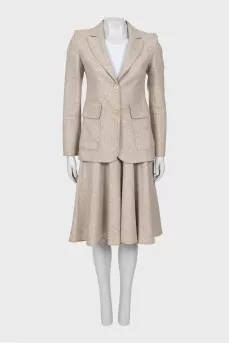 Beige suit jacket and skirt