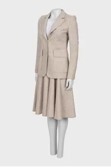 Beige suit jacket and skirt