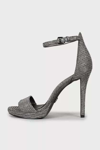 Silver high heel sandals