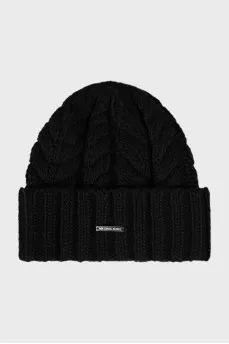 Knitted hat with silver logo