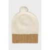 Two-tone hat with pompom
