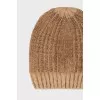 Brown knitted hat with tag