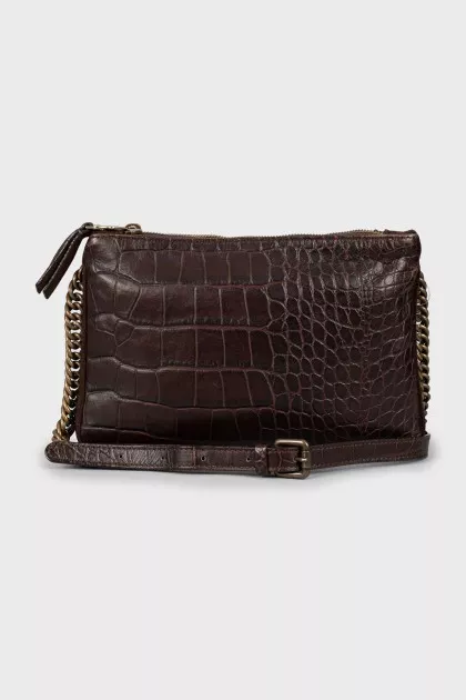 Brown embossed crossbody bag