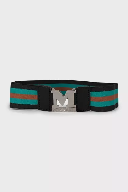 Striped belt with signature logo
