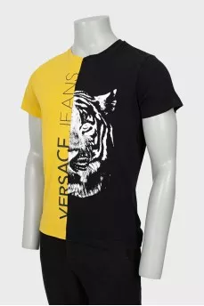Men's two-tone T-shirt with signature print