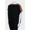 Knitted sweater with leather insert