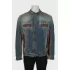 Men's denim jacket with leather inserts