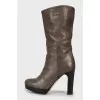 Brown high heel boots