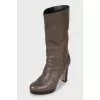 Brown high heel boots