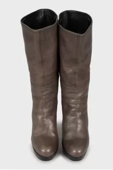 Brown high heel boots