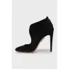 Suede pumps with gold hardware