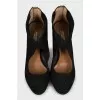 Suede pumps with gold hardware