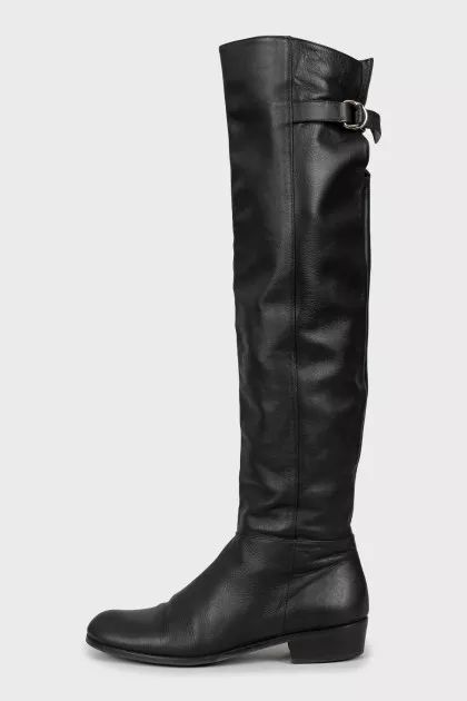 Mid-heel leather boots