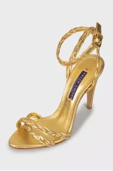 Gold leather sandals