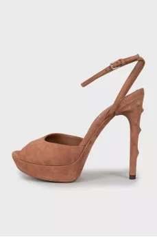 Suede sandals with tag