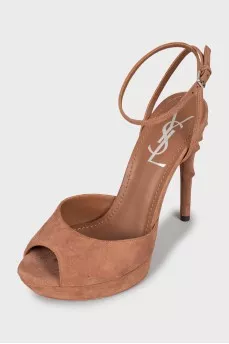 Suede sandals with tag