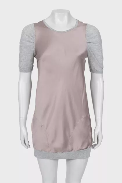 Silk dress with short sleeves