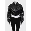 Cropped eco-leather jacket
