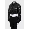 Cropped eco-leather jacket