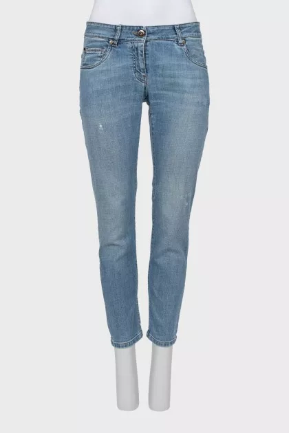 Low rise light blue jeans