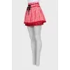 Red mini skirt in check print
