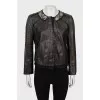 Leather jacket with buttons