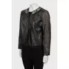 Leather jacket with buttons