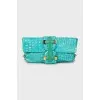 Mixed color leather clutch