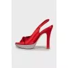Red textile sandals