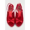 Red textile sandals