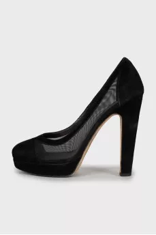 Suede shoes with mesh