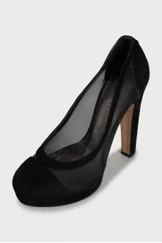 Suede shoes with mesh
