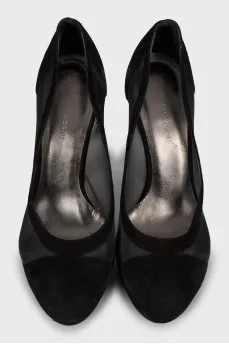 Suede shoes with mesh