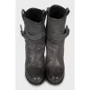 Gray ankle boots with embossed leather
