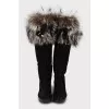 Suede black wedge boots