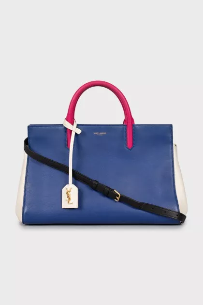 Mixed color leather crossbody bag