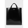 Black leather shopper bag