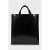Black leather shopper bag