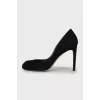 Open toe suede shoes
