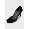 Open toe suede shoes