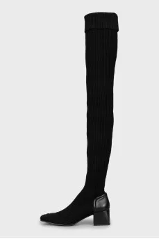 Textile boots with square toe