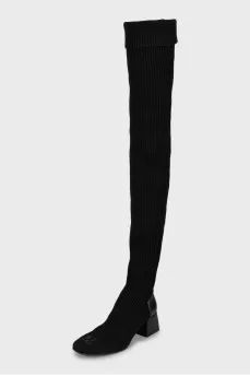 Textile boots with square toe
