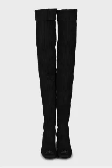 Textile boots with square toe