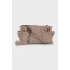 Leather crossbody bag with keychain