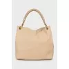 Leather hobo bag with gold logo