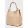 Leather hobo bag with gold logo