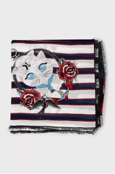 Printed striped scarf