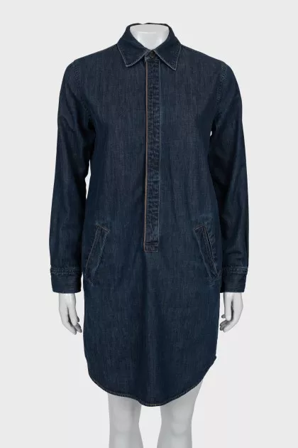 Denim blue dress with pockets