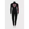 Knitted suit decorated with rhinestones